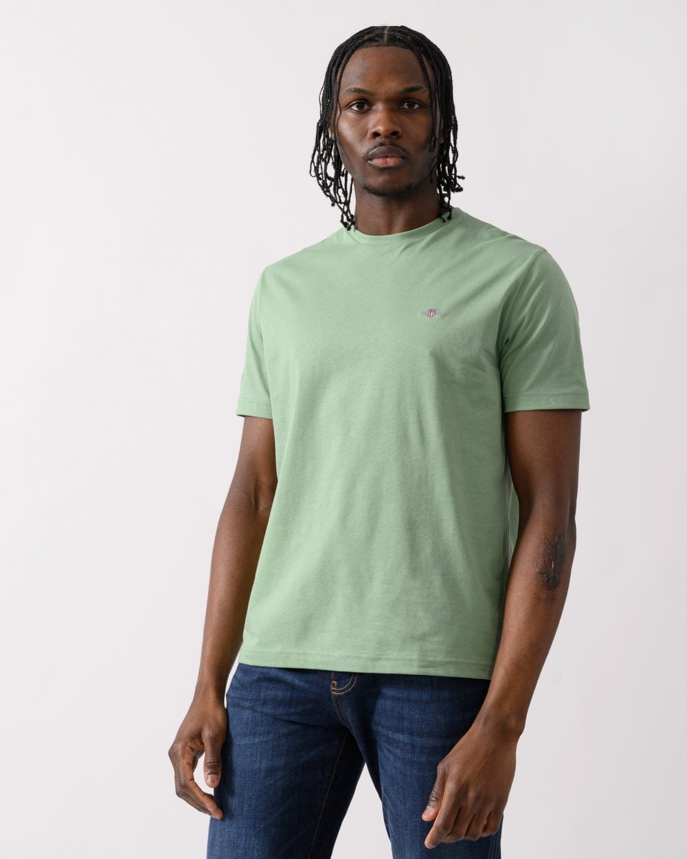 GANT Mens Regular Fit Short Sleeve Shield Logo T-Shirt - 362 Kalamata Green