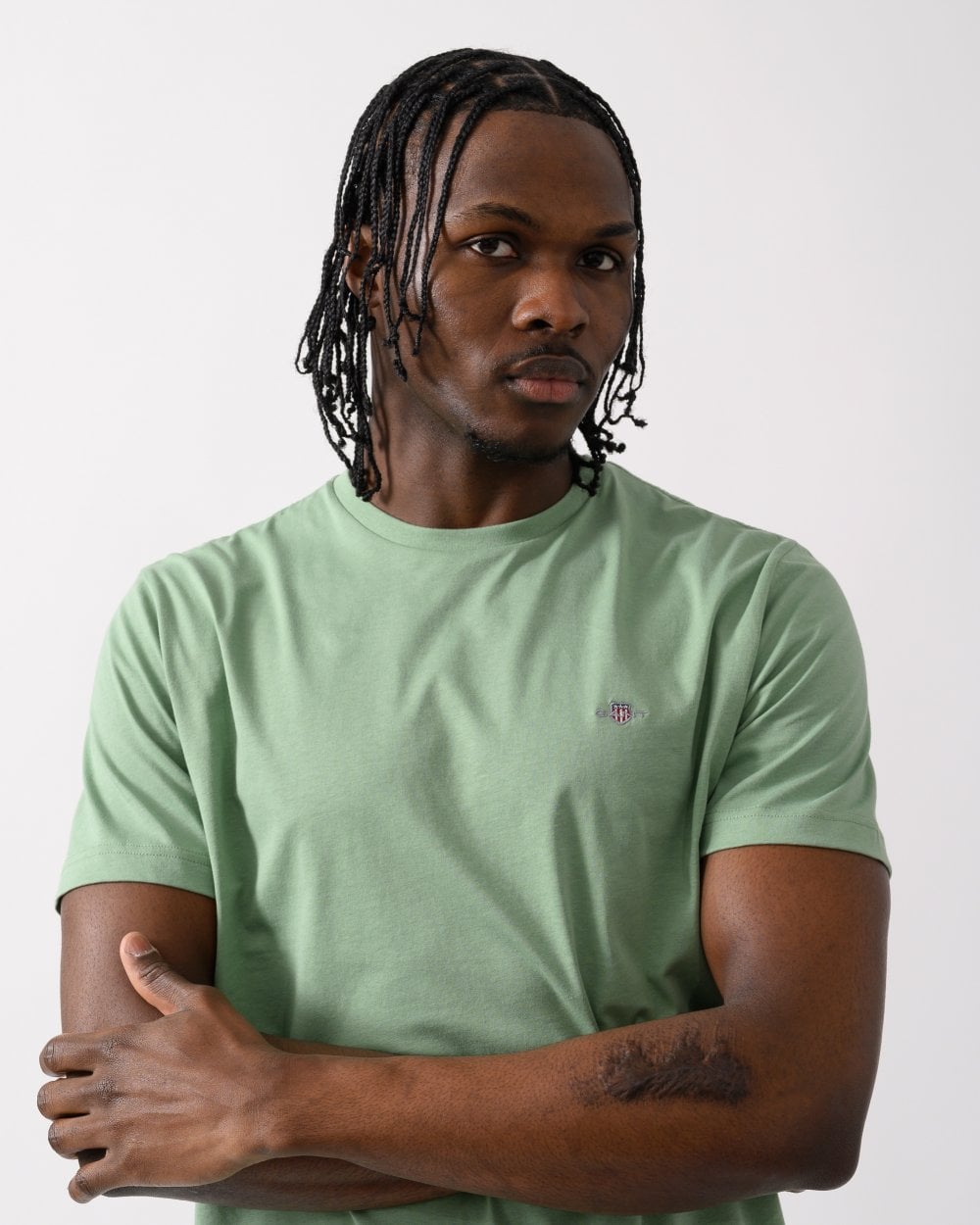 GANT Mens Regular Fit Short Sleeve Shield Logo T-Shirt - 362 Kalamata Green