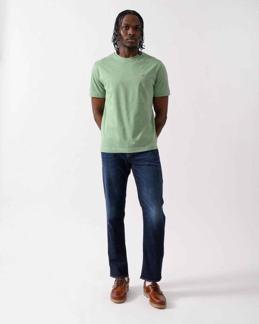 GANT Mens Regular Fit Short Sleeve Shield Logo T-Shirt - 362 Kalamata Green