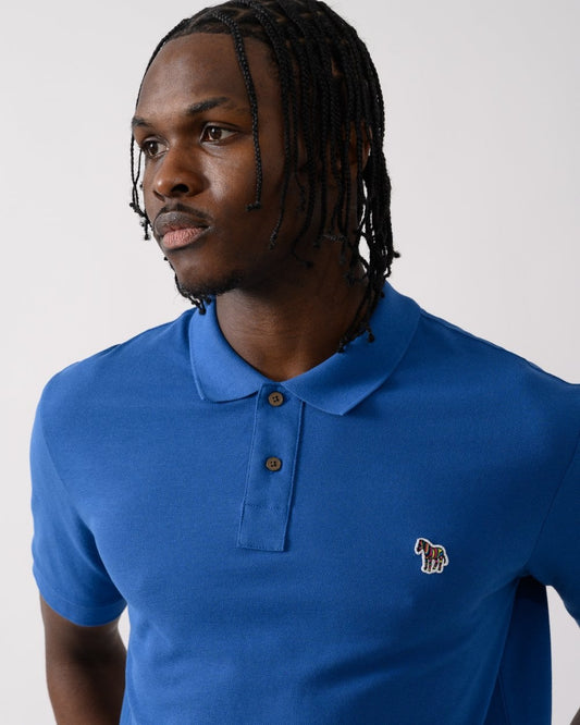 PS Paul Smith Mens Organic Cotton Zebra Polo Shirt - 44J Petrol Blue