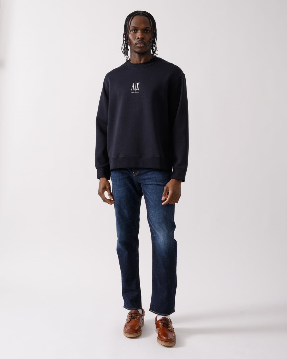 Armani Exchange Armani Exchange Mens Embroidered A|X Centre Logo Crew Neck Sweatshirt