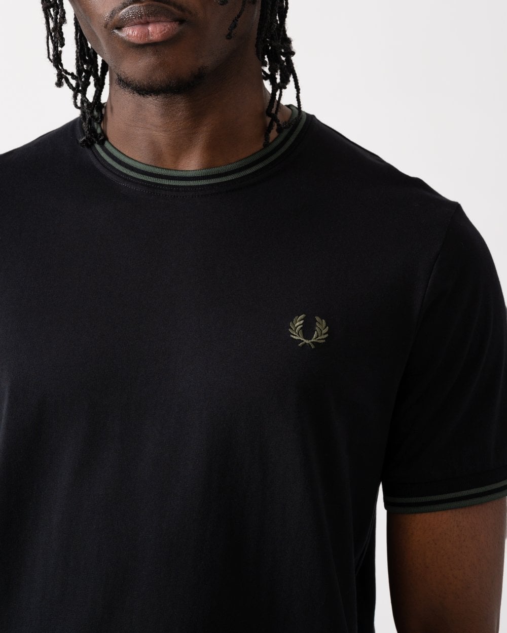 Fred Perry Mens Twin Tipped T-Shirt S/S 25 - Black/Court Green Y43