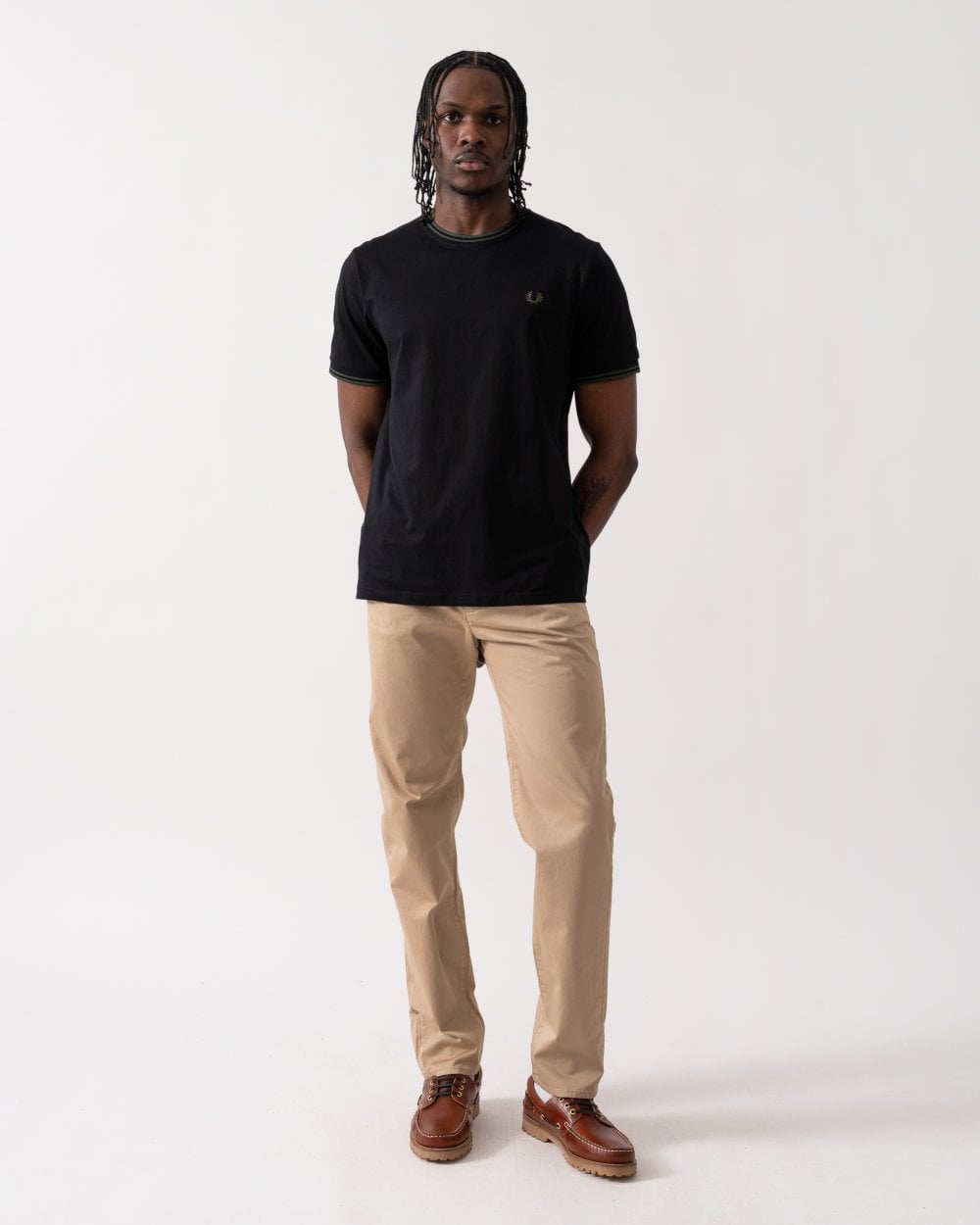 Fred Perry Mens Twin Tipped T-Shirt S/S 25 - Black/Court Green Y43