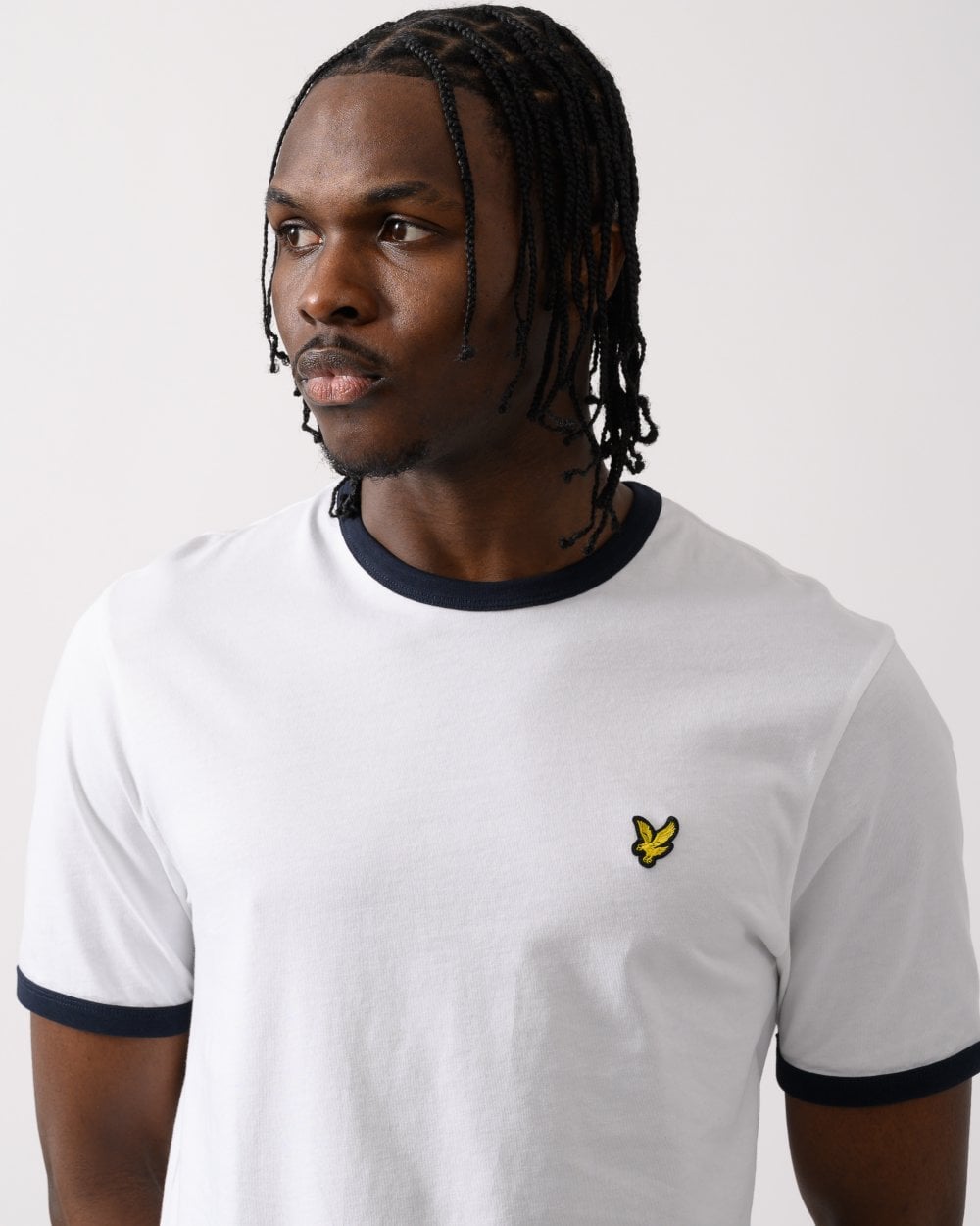 Lyle & Scott Mens Ringer Mens T-shirt - X187 White/ Dark Navy