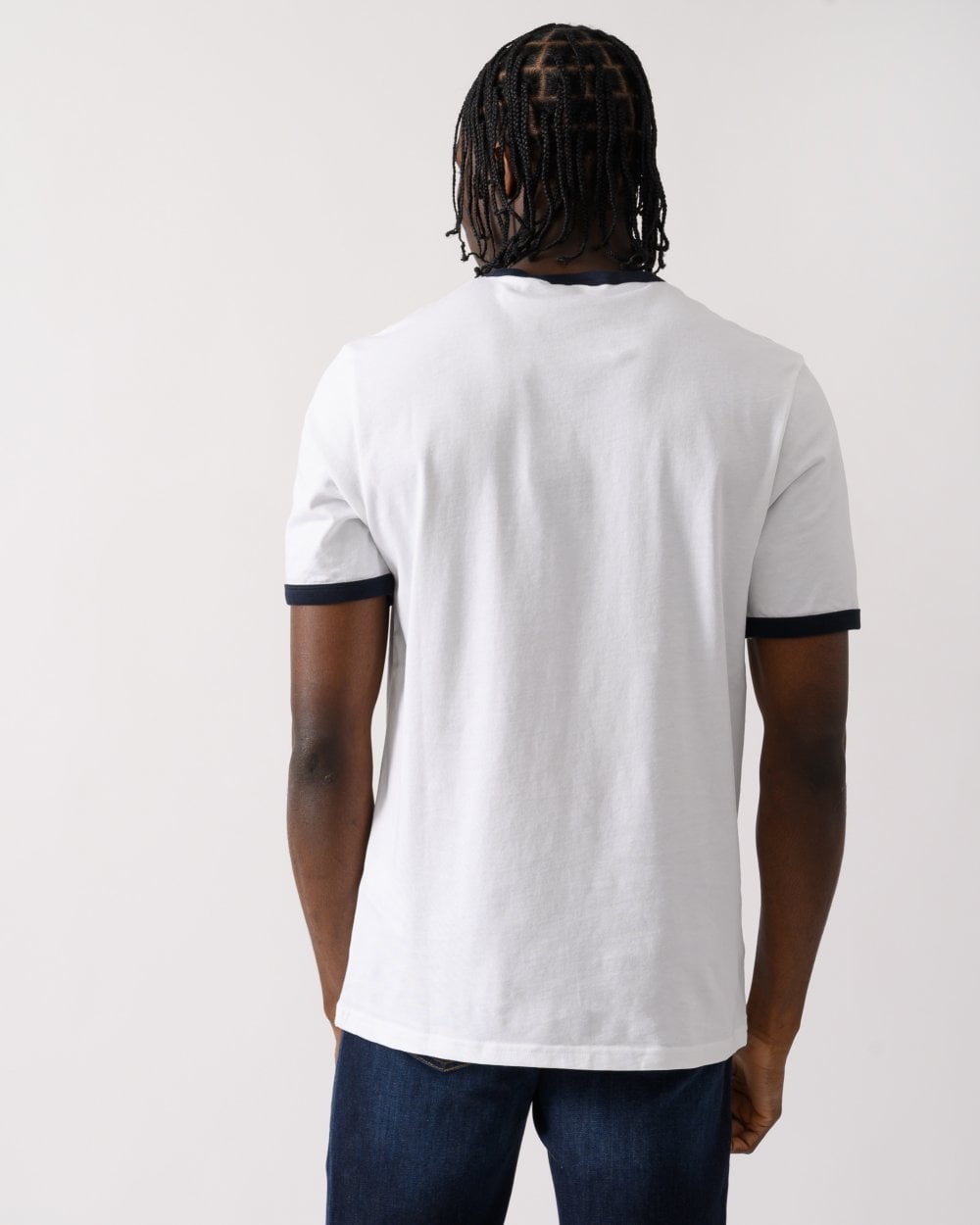 Lyle & Scott Mens Ringer Mens T-shirt - X187 White/ Dark Navy