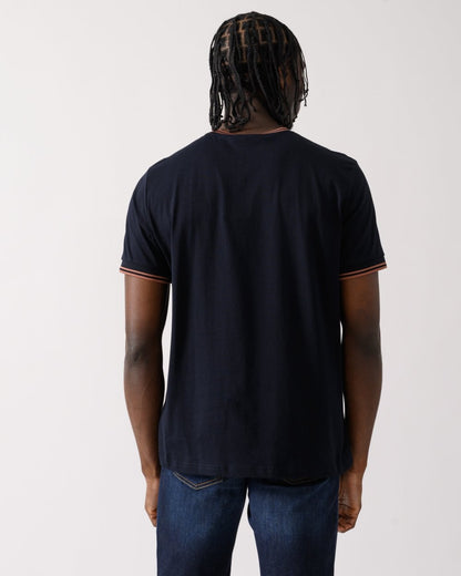 Fred Perry Mens Twin Tipped T-Shirt S/S 25 - Navy/Cinnamon Y31