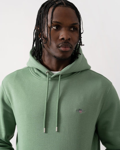 GANT Mens Regular Fit Shield Logo Pullover Hoodie - 362 Kalamata Green