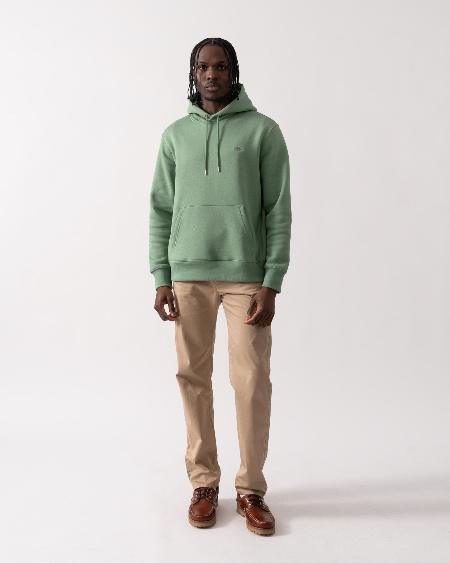 GANT Mens Regular Fit Shield Logo Pullover Hoodie - 362 Kalamata Green