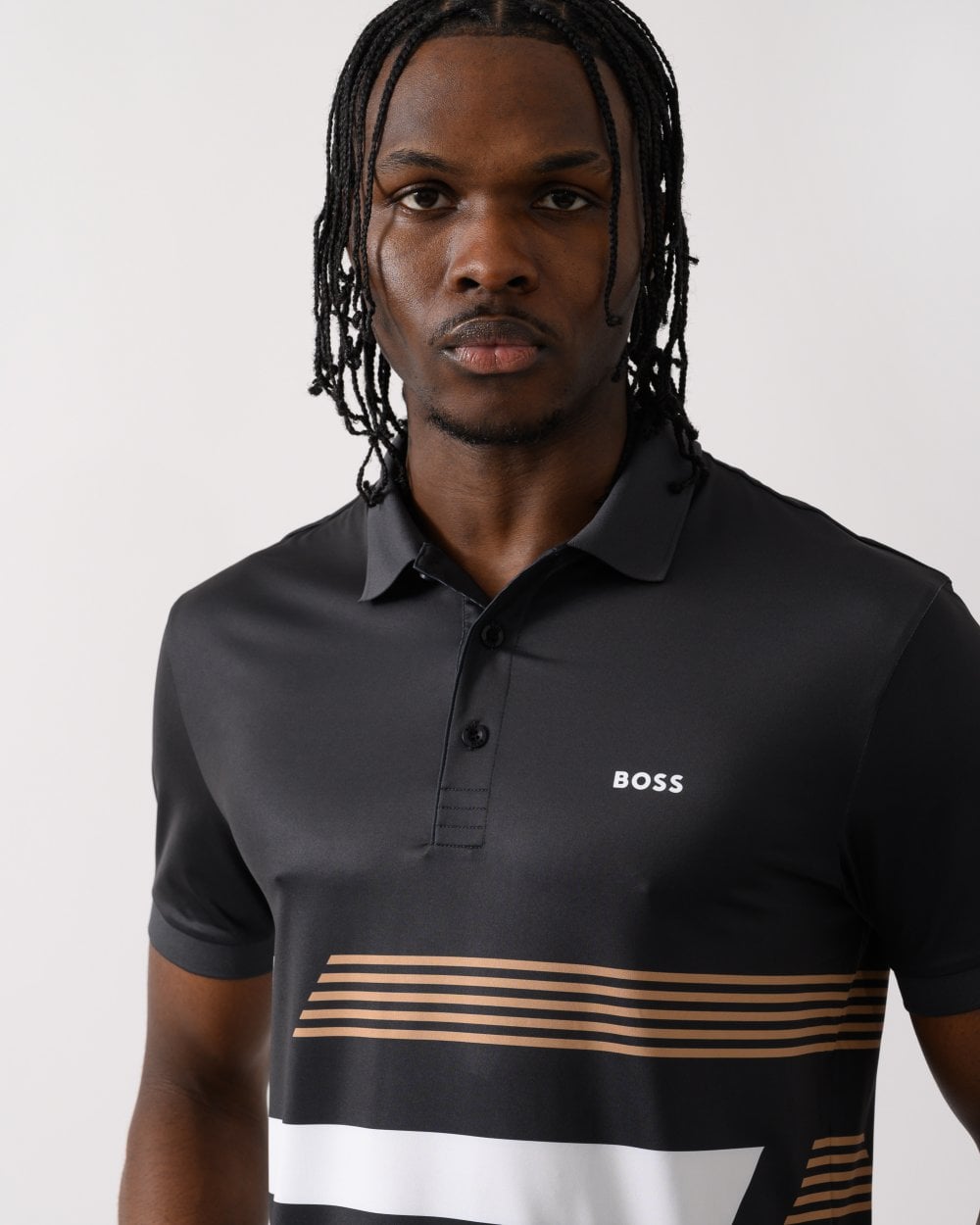 BOSS Green BOSS Green Paddy Tape Print Mens Polo Shirt