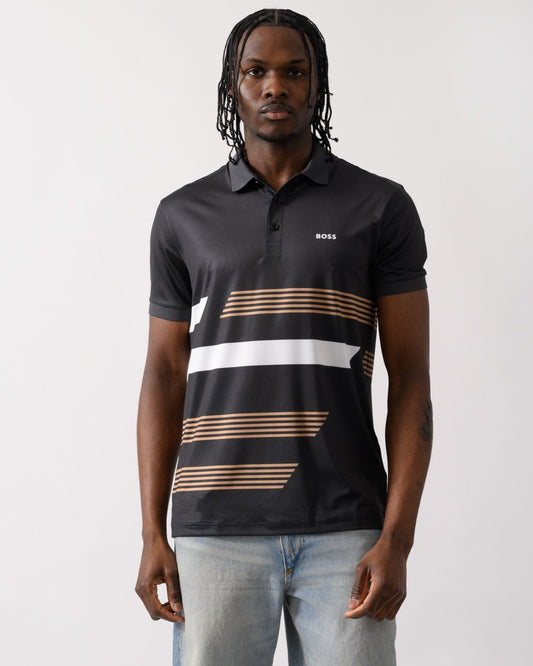 BOSS Green BOSS Green Paddy Tape Print Mens Polo Shirt