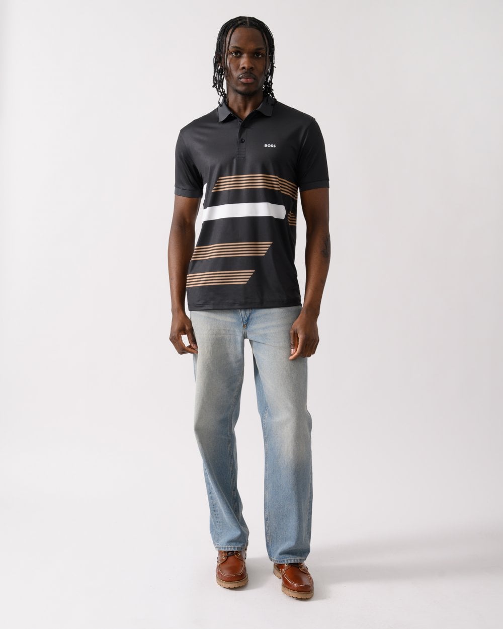 BOSS Green BOSS Green Paddy Tape Print Mens Polo Shirt