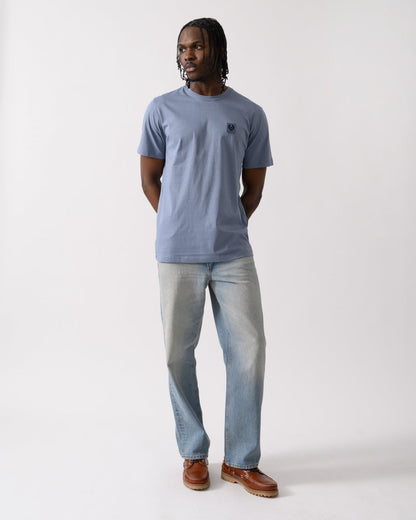 Belstaff Short Sleeved Mens Logo Patch T-Shirt - Blue Flint