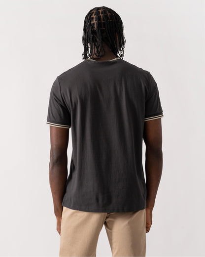 Fred Perry Mens Twin Tipped T-Shirt S/S 25 - Anchor Grey/Oatmeal V56