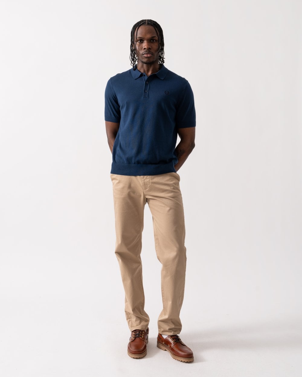 Fred Perry Mens Cotton Knitted Shirt - Tennis Blue X86
