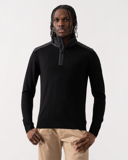 Belstaff Kilmington Mens Merino Wool Quarter Zip Jumper - Black