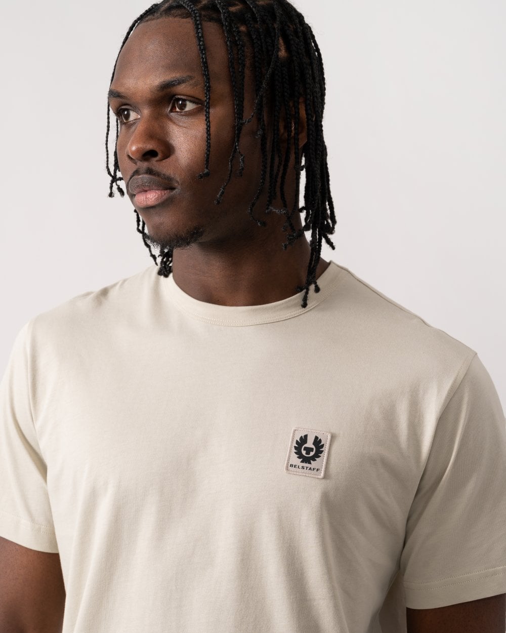 Belstaff Short Sleeved Mens Logo Patch T-Shirt - Stone Beige
