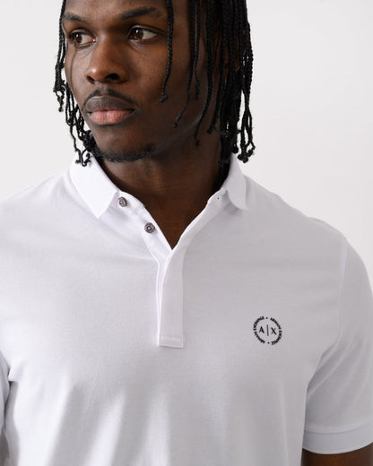 Armani Exchange Mens Short Sleeve Micro Logo Polo Shirt - White 1100