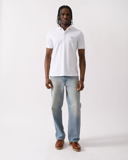 Armani Exchange Mens Short Sleeve Micro Logo Polo Shirt - White 1100