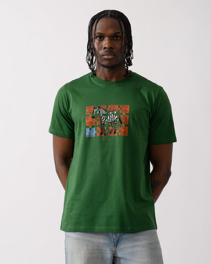 PS Paul Smith Mens Regular Fit Jigsaw Zebra T-Shirt - 33D Green