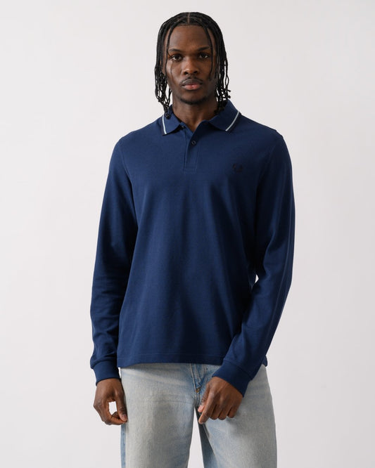 Fred Perry Mens Long Sleeve Twin Tipped Polo  Shirt