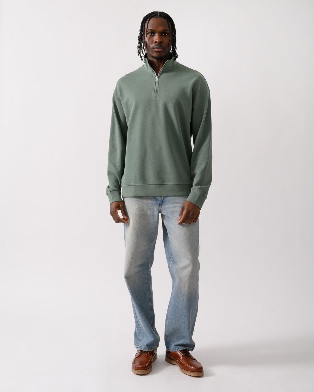 HUGO Durty244 Mens 1/4 Zip Sweatshirt - Open Green 343