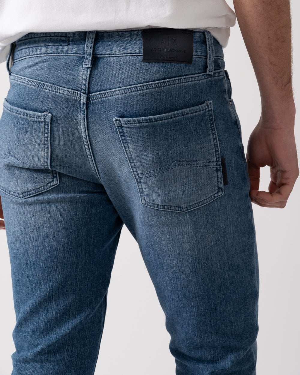 Armani Exchange Mens Slim Fit Pocket Jeans Medium Blue Denim