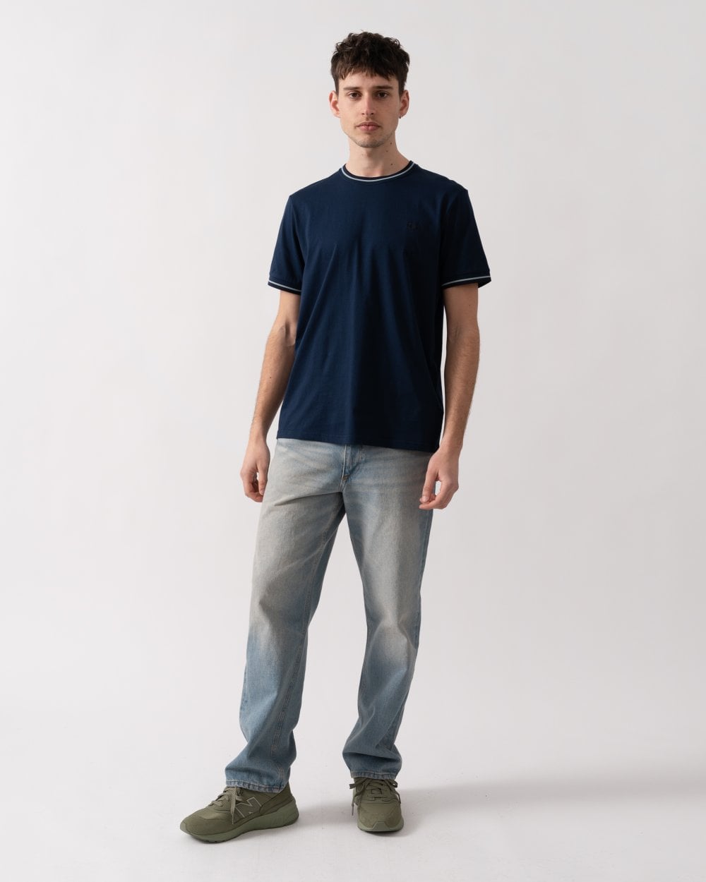 Fred Perry Mens Twin Tipped T-Shirt S/S 25 - Tennis Blue/Silver Blue/Navy Y21