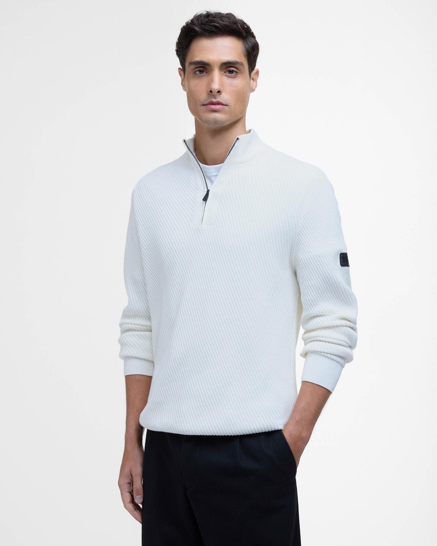 Barbour International Dune Mens Funnel Neck Jumper - Whisper White