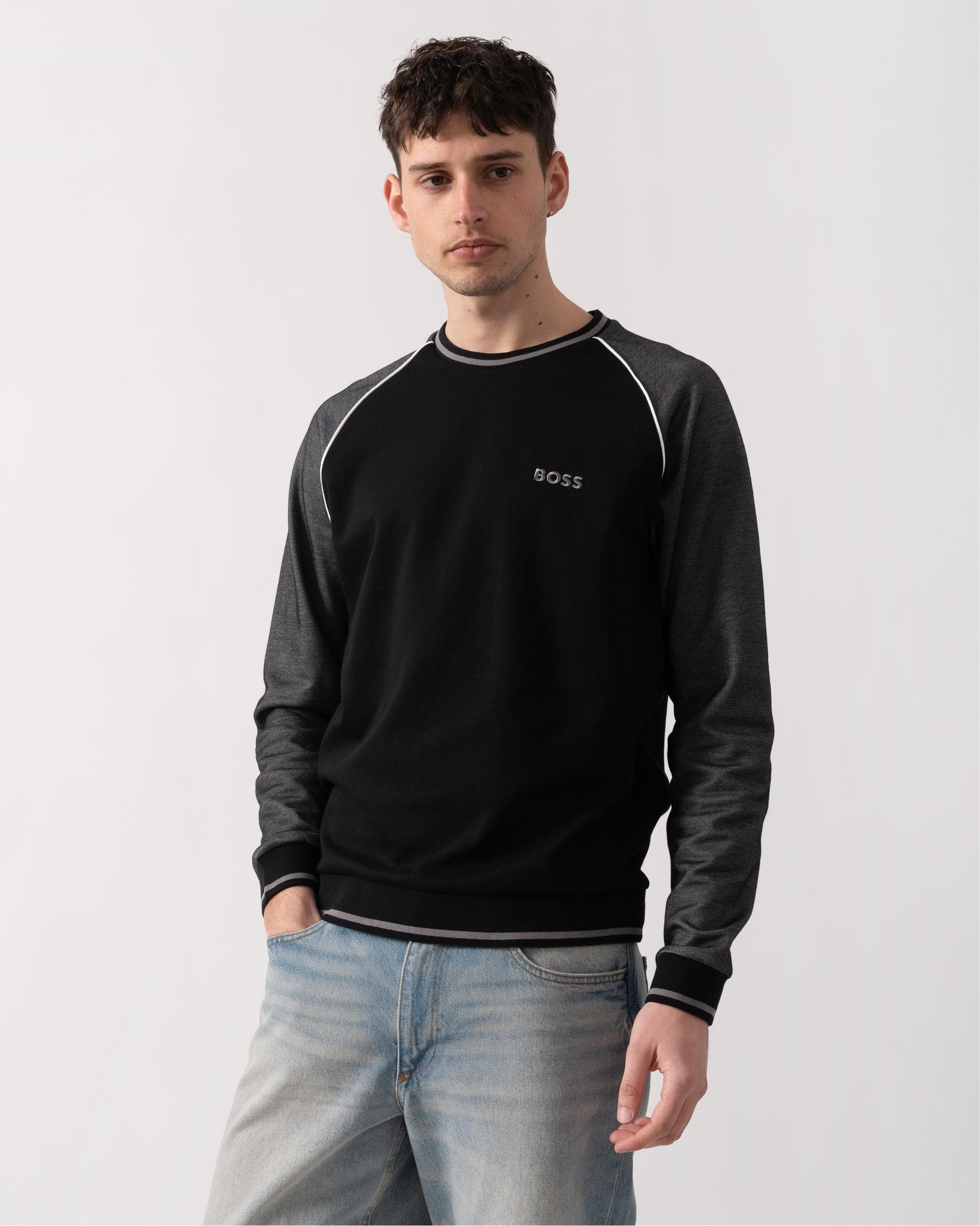 BOSS Orange BOSS Orange Mens Loungewear Tracksuit Sweatshirt With Contrast Piping 