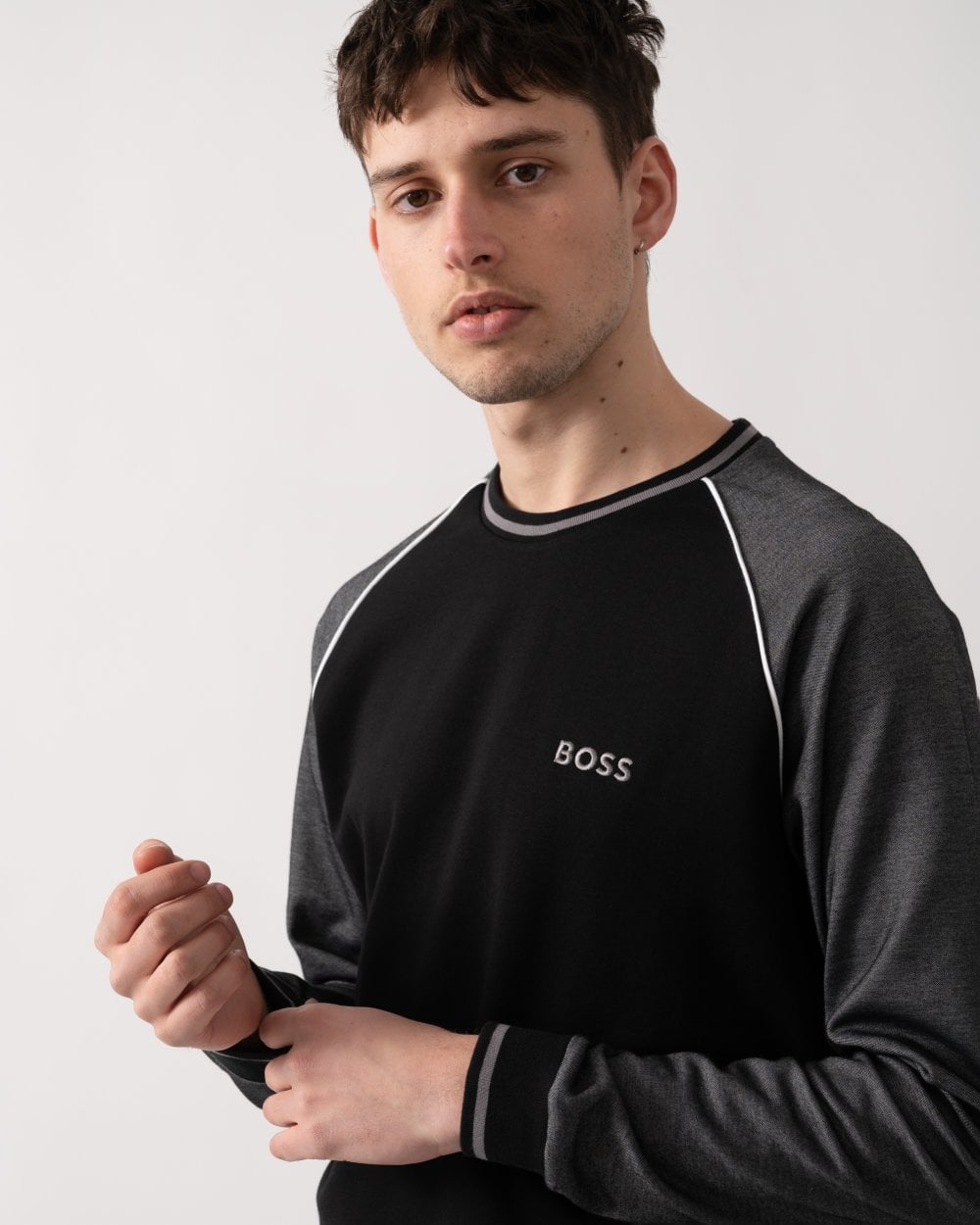BOSS Orange BOSS Orange Mens Loungewear Tracksuit Sweatshirt With Contrast Piping 