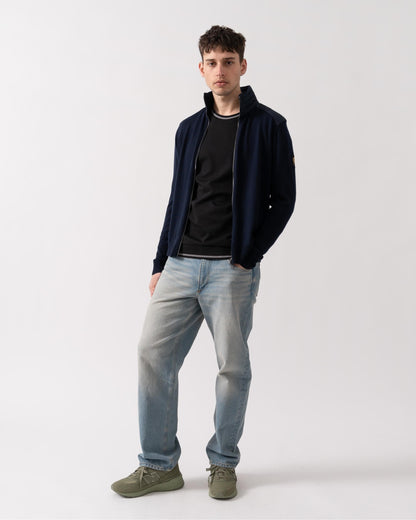 Belstaff Kelby Mens Merino Wool Zip Cardigan - Dark Ink