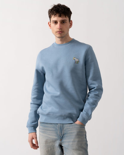 PS Paul Smith Mens Regular Fit Zebra Puff Sweatshirt - 40 Light Blue