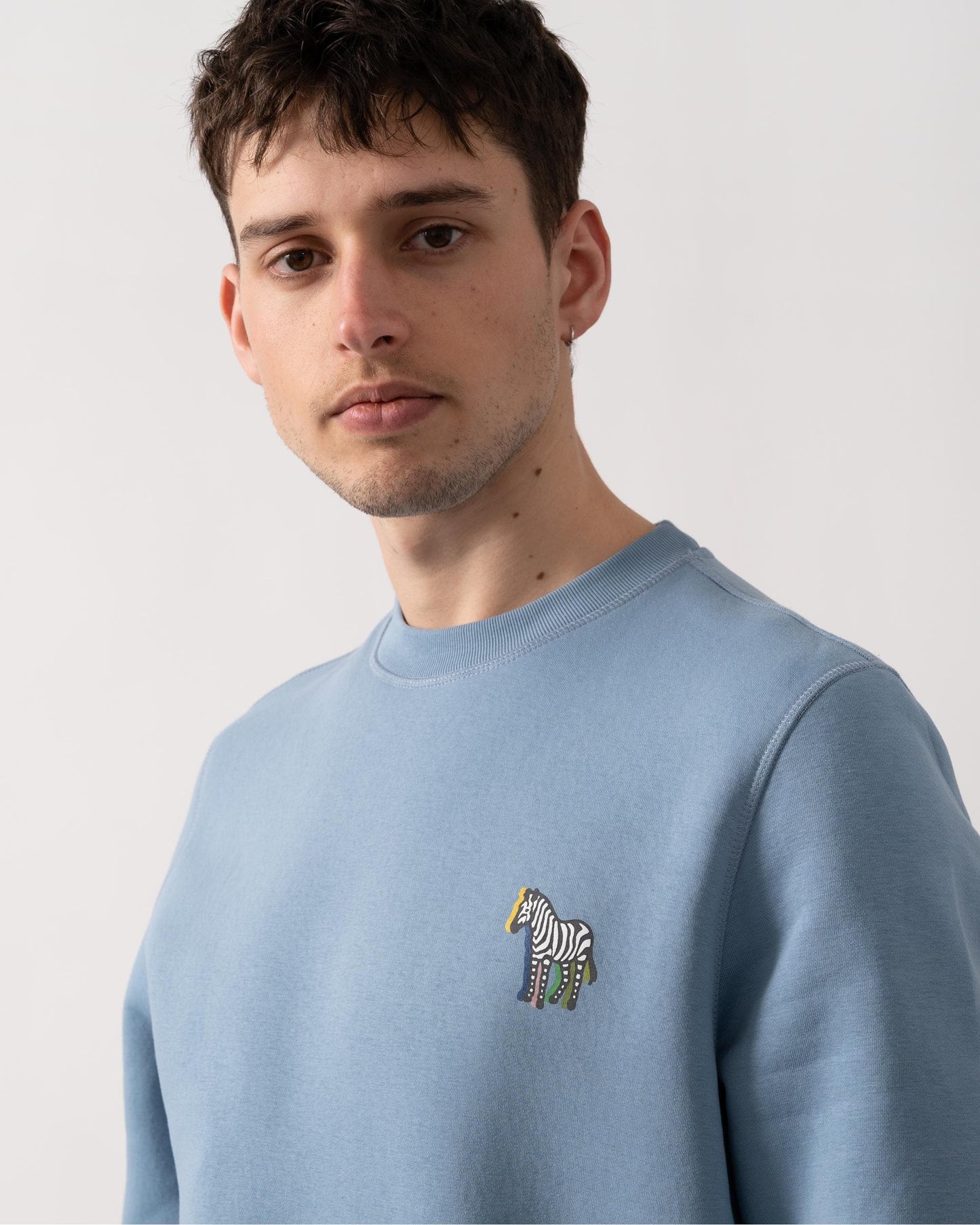PS Paul Smith Mens Regular Fit Zebra Puff Sweatshirt - 40 Light Blue