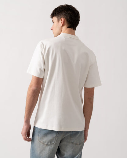 HUGO Deabono Mens Interlock Cotton Polo Shirt with Stacked Logo - Natural 102