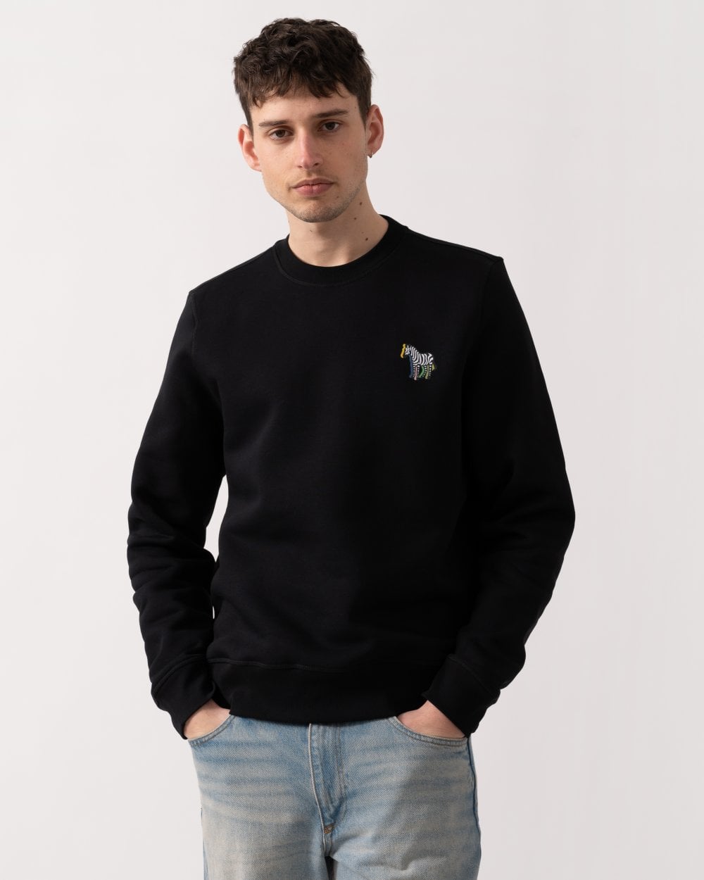 PS Paul Smith Mens Regular Fit Zebra Puff Sweatshirt - 79 Black
