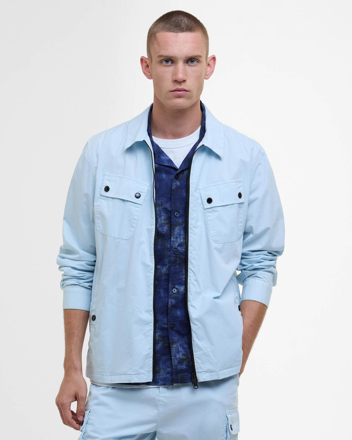 Barbour International Hayden Mens Overshirt - Ice Water - CHO - Designer Mens Overshirts