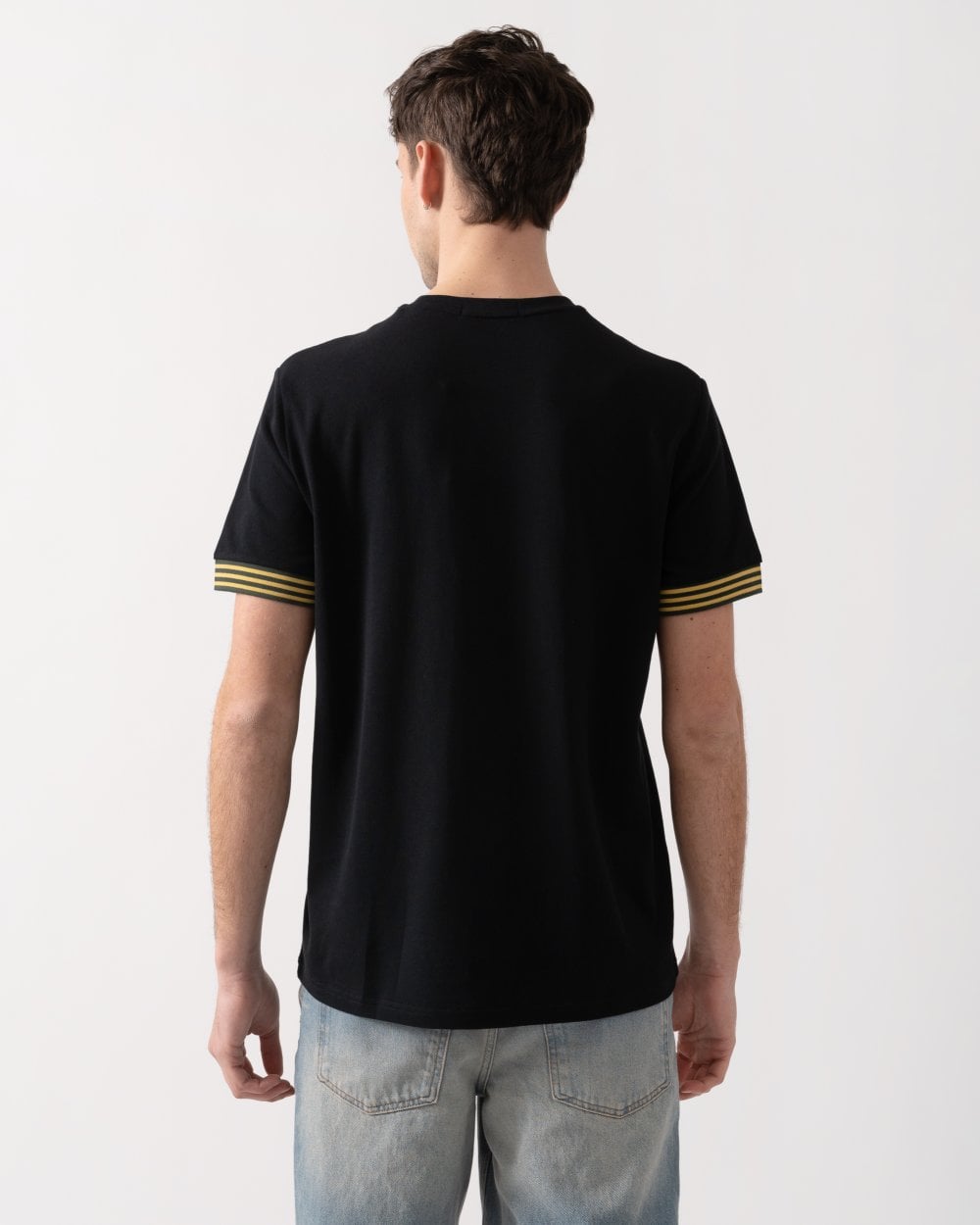 Fred Perry Mens Striped Cuff T-Shirt - Black R88