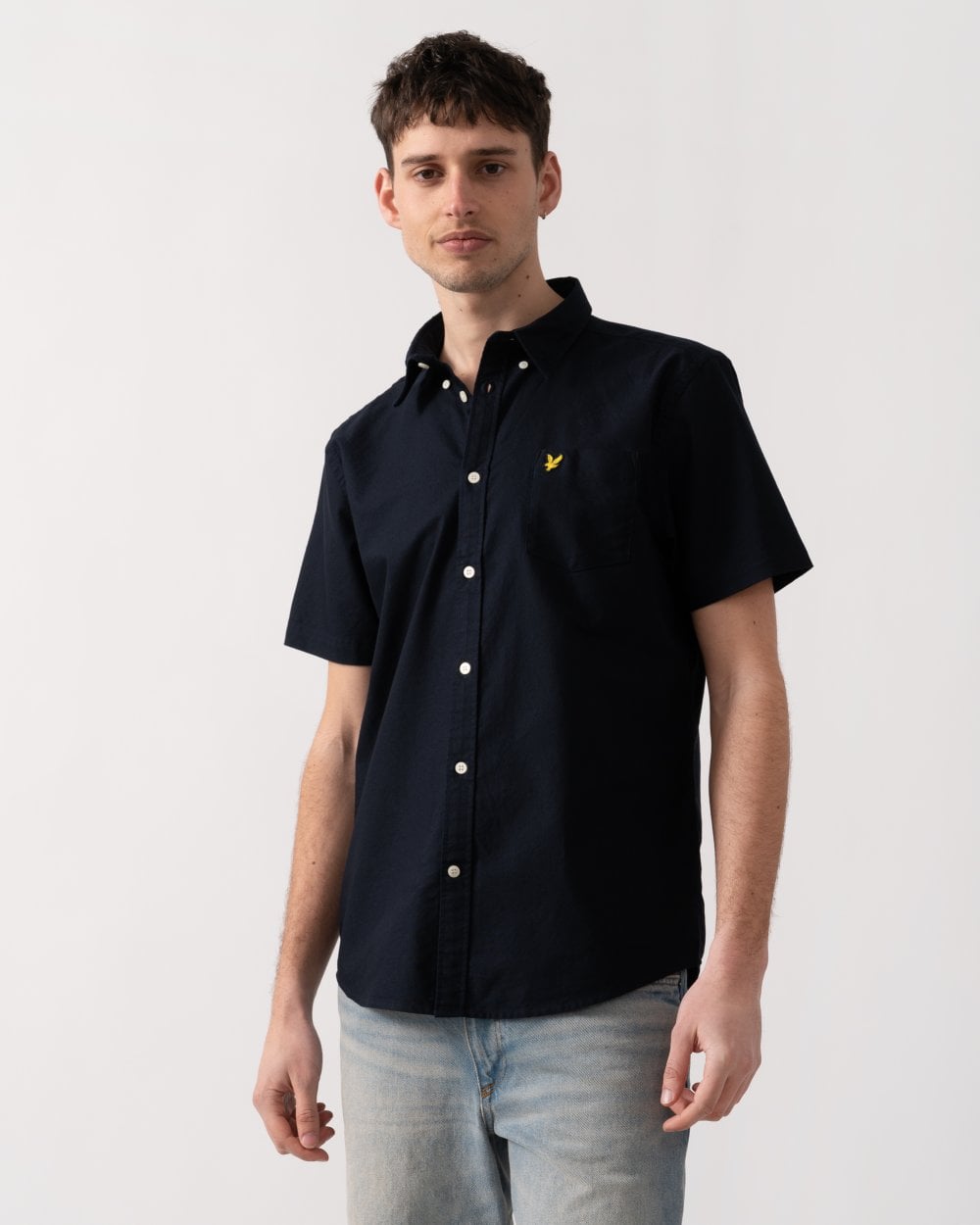 Lyle & Scott  Short Sleeve Oxford Mens Shirt - Z271 Dark Navy
