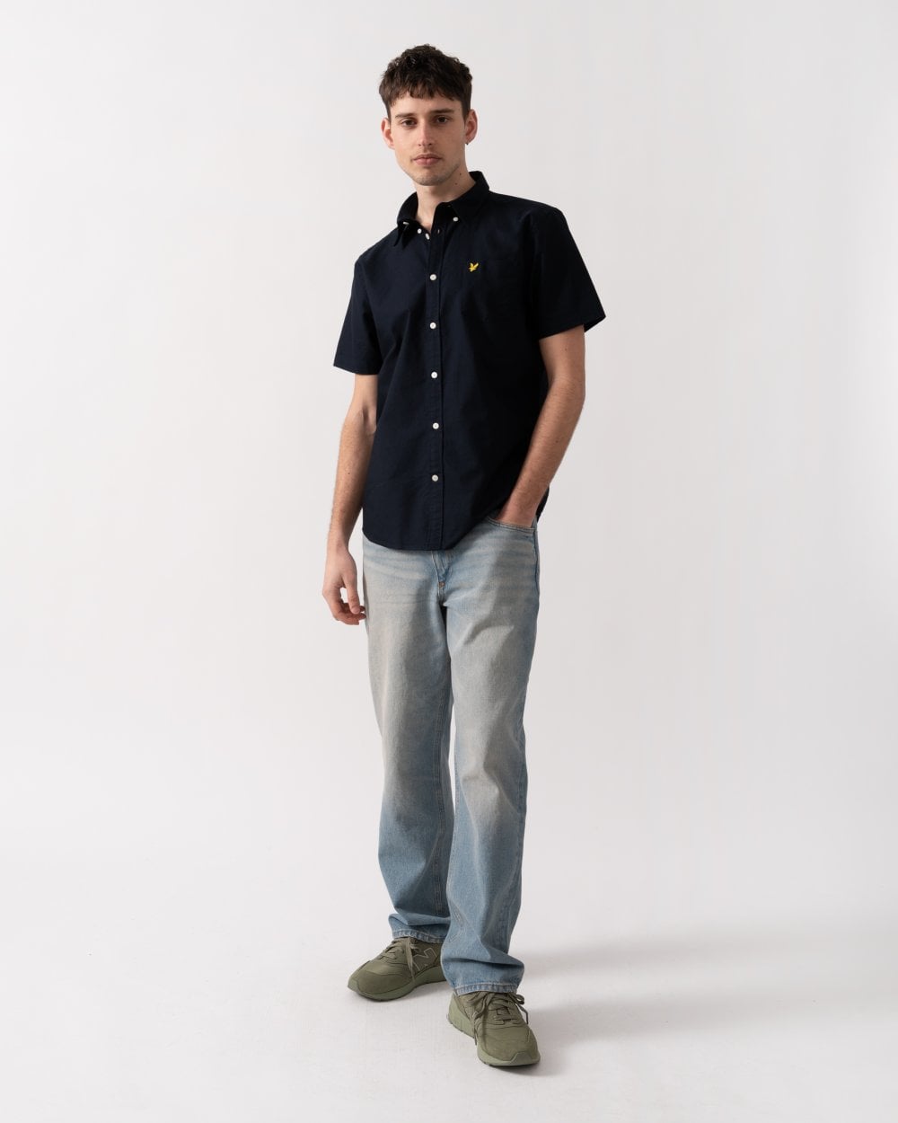 Lyle & Scott  Short Sleeve Oxford Mens Shirt - Z271 Dark Navy