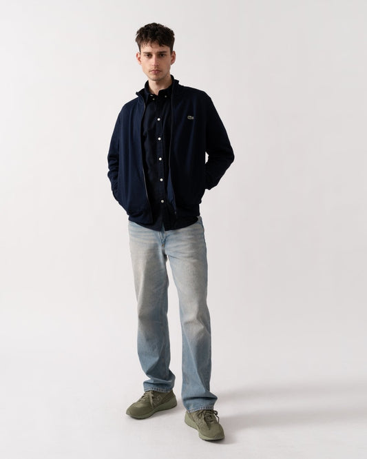 Lacoste Regular Fit Brushed Fleece Mens Zippered Sweatshirt - Navy Blue 166