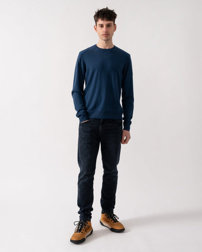 Belstaff Kerrigan Mens Merino Wool Crew Neck Jumper - Insignia Blue