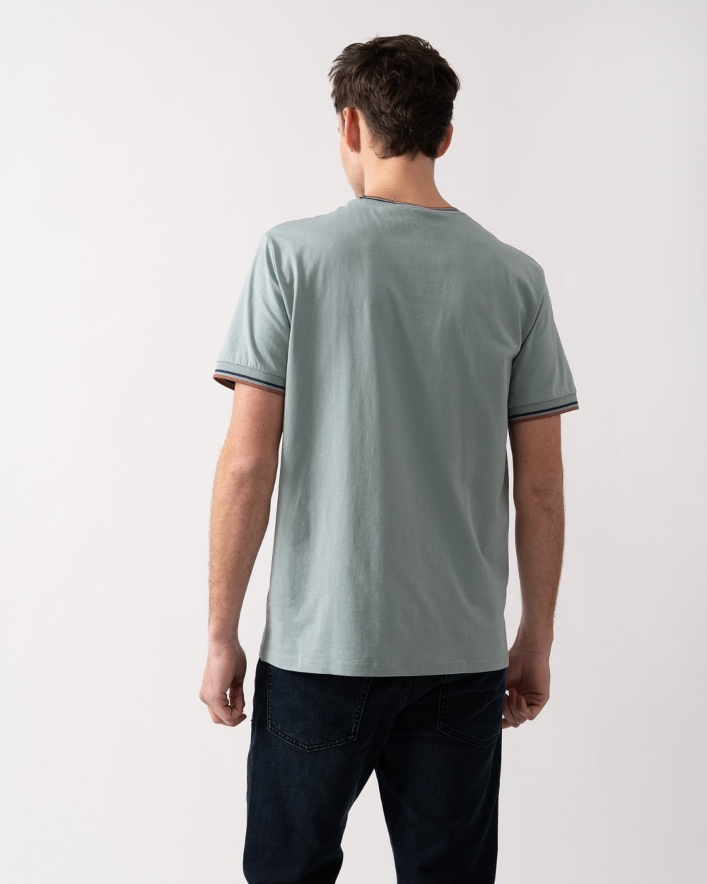 Fred Perry Mens Twin Tipped T-Shirt S/S 25 - Silver Blue/Tennis Blue/Cnm Y26