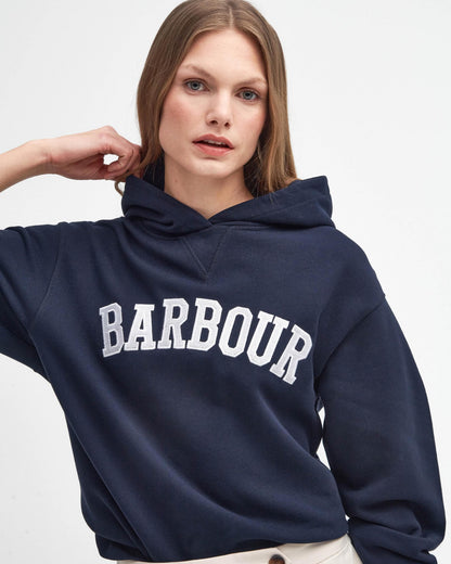 Barbour Northumberland Womens Hoodie - Navy/White