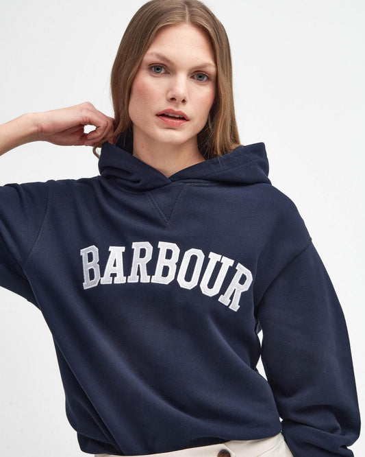 Barbour Northumberland Womens Hoodie - Navy/White