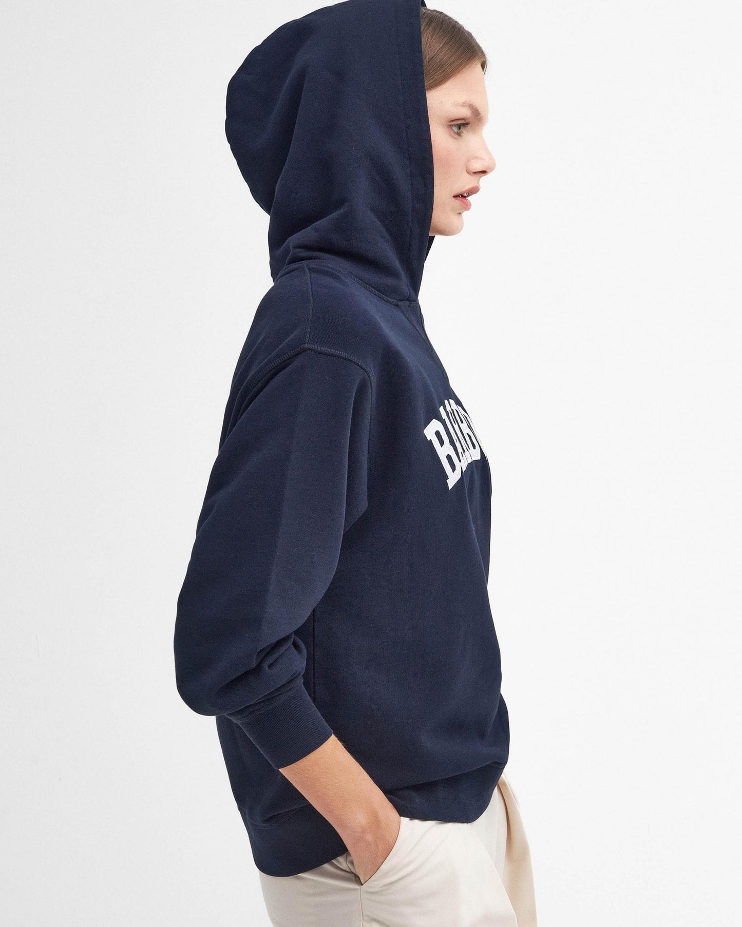 Barbour Northumberland Womens Hoodie - Navy/White
