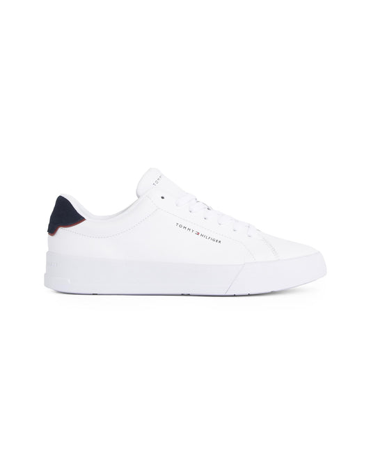 Tommy Hilfiger Court Leather Detailed Mens Trainer - White/Desert Sky