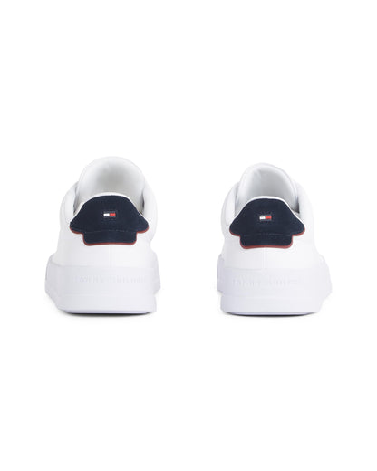 Tommy Hilfiger Court Leather Detailed Mens Trainer - White/Desert Sky