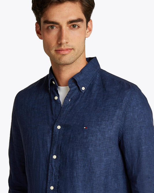 Tommy Hilfiger Pigment Dyed Solid Mens Shirt - Carbon Navy