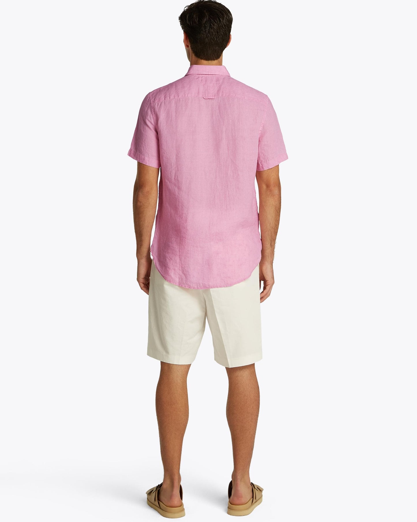 Tommy Hilfiger Pigment Dyed Linen Short Sleeve Mens Shirt - Classic Pink