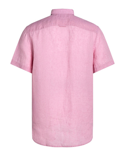 Tommy Hilfiger Pigment Dyed Linen Short Sleeve Mens Shirt - Classic Pink
